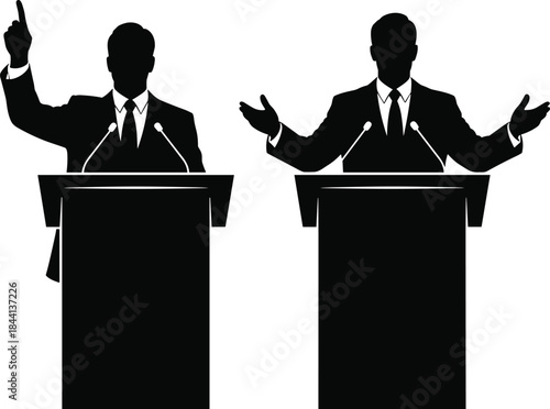 Collection of Twelve Professional Businessman Silhouettes in Suits and Ties, Diverse Corporate Staff Vector Illustration, Executive Leadership Team Icons