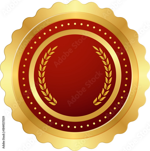 Gold and Red Award Badge Illustration