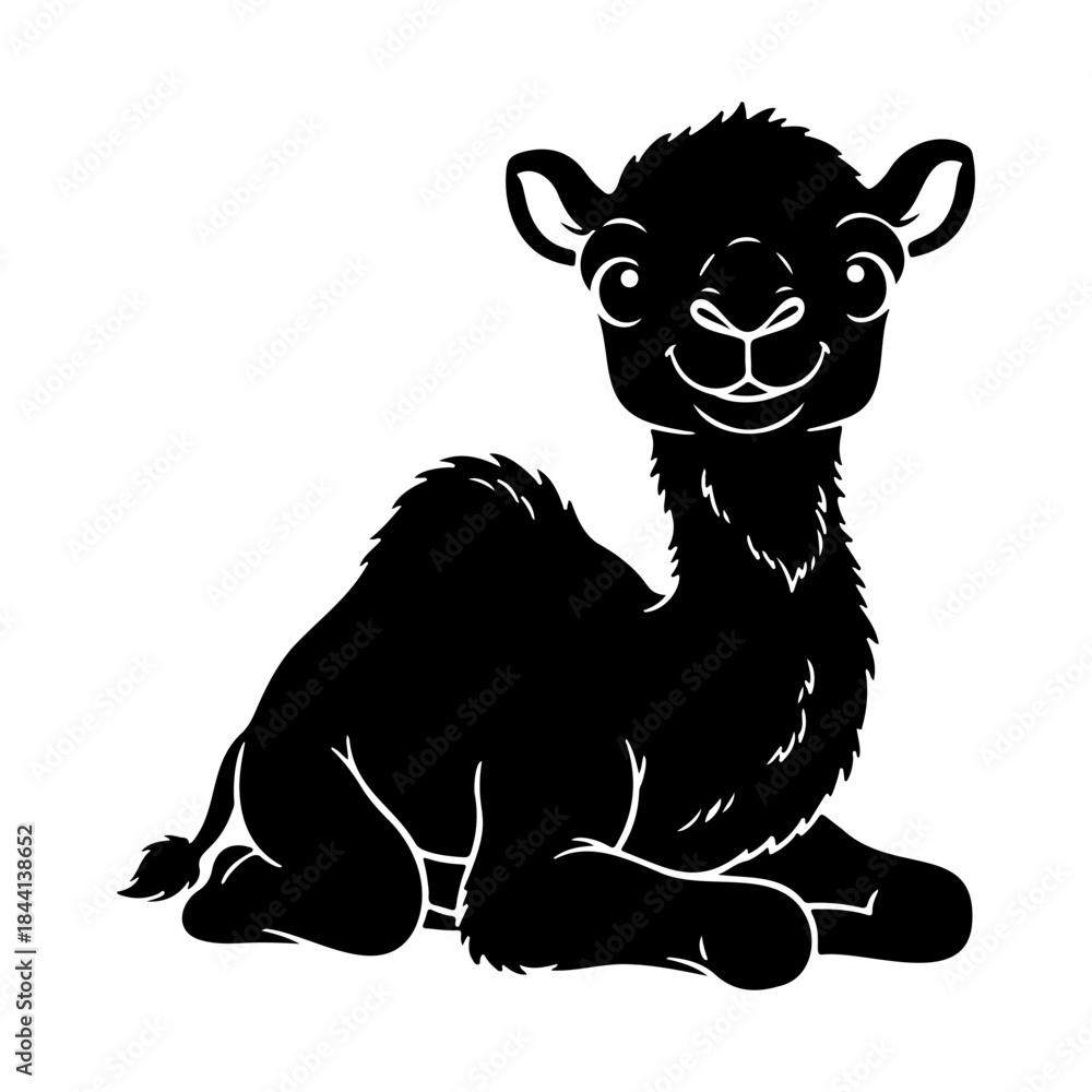 Fototapeta premium Black alpaca sitting