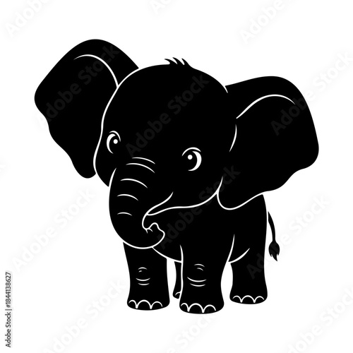 Cute baby elephant silhouette