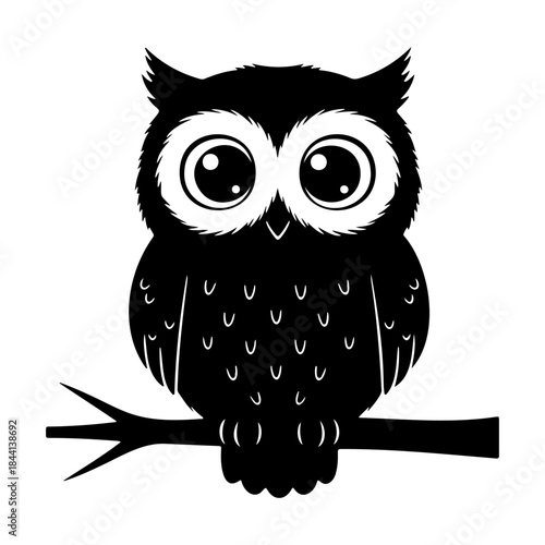 Cute owl perched on branch