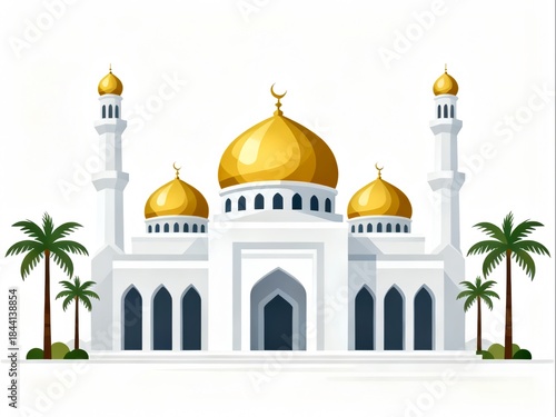 A magnificent modern mosque with a golden dome