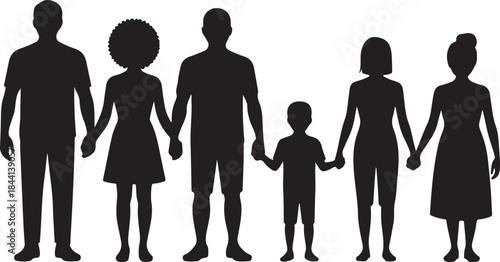 Silhouettes of a Multi-Generational and Diverse Community Standing United