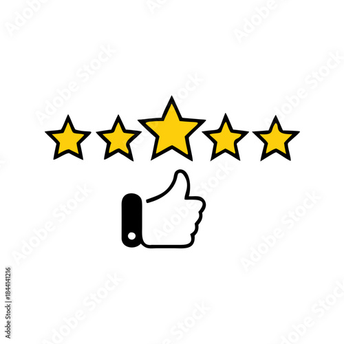 Five stars customer product rating review, customer review icon, Isolated badge for website or app