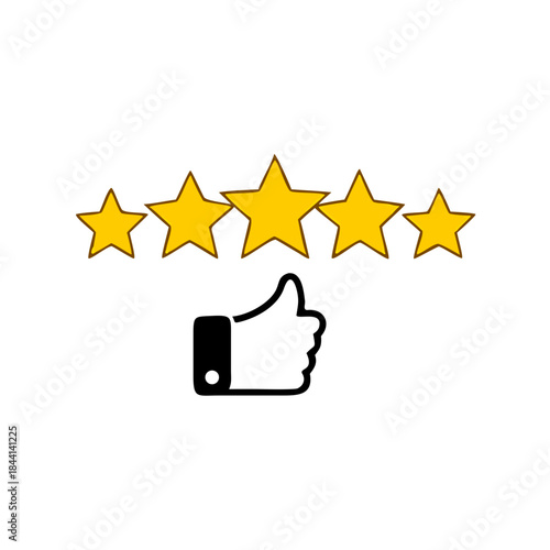 Five stars customer product rating review, customer review icon, Isolated badge for website or app