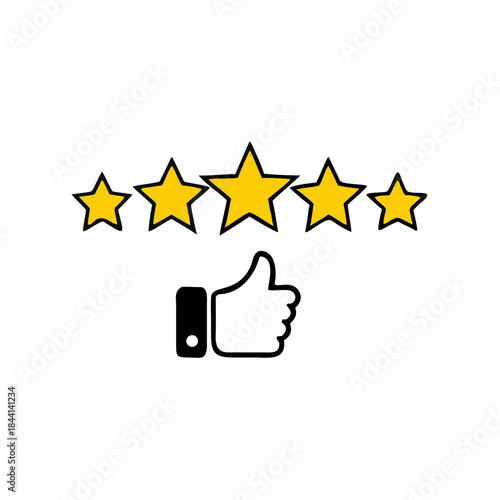 Five stars customer product rating review, customer review icon, Isolated badge for website or app