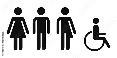 Toilet icon in flat style. Restroom sign. Male and female bathroom sign isolated on white background. Vector illustration.