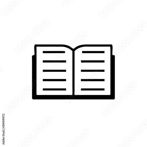 Open book icon, book education symbol isolated on white background, book vector illustration