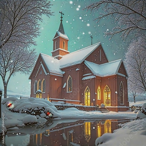 Snowy Christmas Church