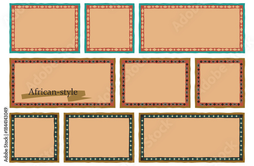 アフリカンテイストな色合いのフレームセット　3種の模様×３サイズ