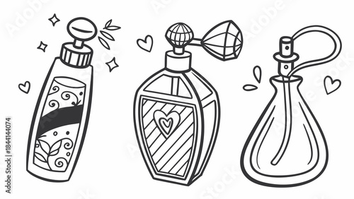 Charming collection of decorative perfume bottles with whimsical designs and sparkling details.