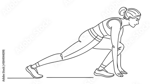 Determined woman in athletic wear stretching before workout, focused and ready