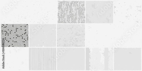Variations in grayscale textures and patterns displayed in a grid arrangement