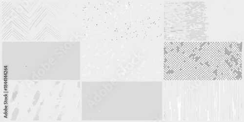 Abstract gray textures and patterns arranged in a grid layout