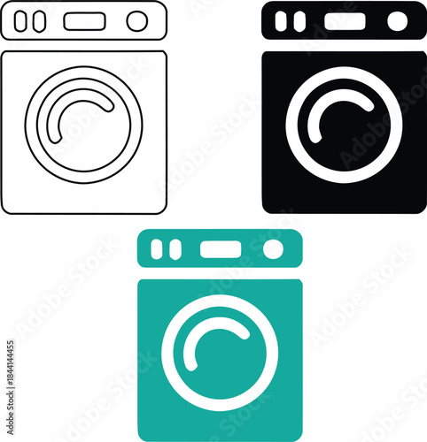 Washing Machine Icons With Control Panel laundry appliance