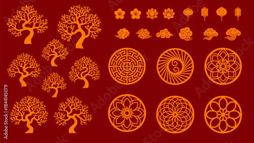 Lunar New Year Tree And Circular Ornament Set