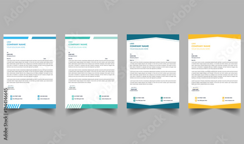 Clean and professional corporate company business letterhead template design with color variation bundle