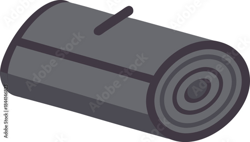 Simple isometric illustration of a rolled up sleeping bag