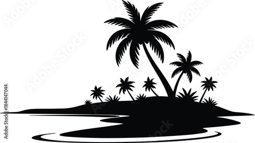 Island silhouette vector illustration white background