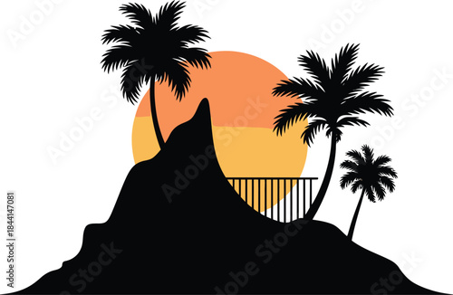 Island silhouette vector illustration white background