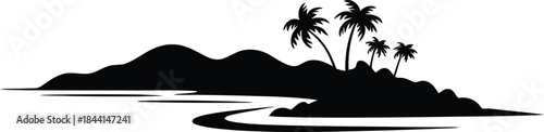 Island silhouette vector illustration white background