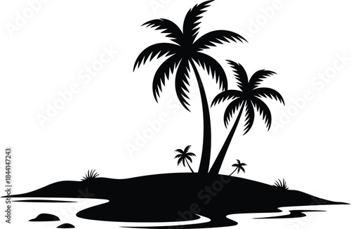 Island silhouette vector illustration white background