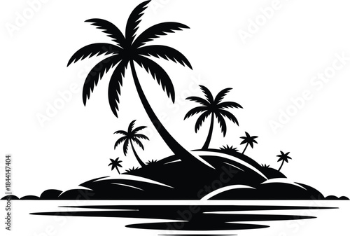 Island silhouette vector illustration white background