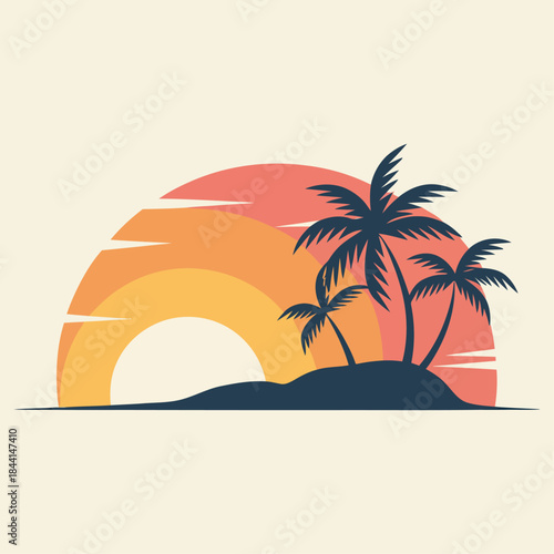 Island silhouette vector illustration white background