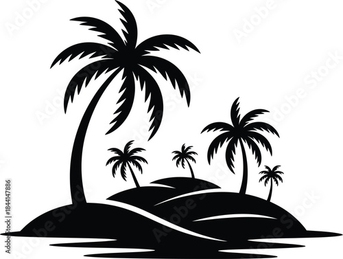 Island silhouette vector illustration white background