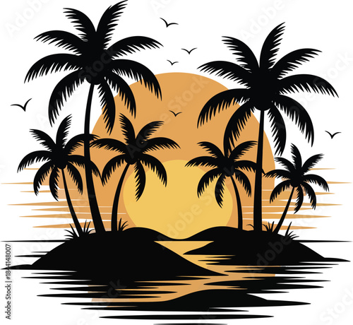 Island silhouette vector illustration white background