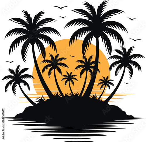 Island silhouette vector illustration white background