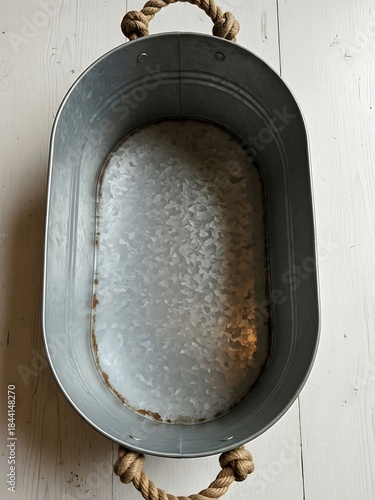 Wallpaper Mural Galvanized metal tub with rope handles offers a rustic touch home decor Torontodigital.ca