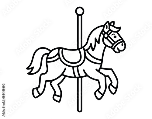 Outline Carousel Horse Vector Icon - Simple Line Art Drawing