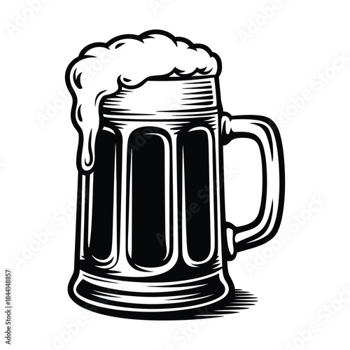 Beer Mug Vintage Woodcut Style Illustration