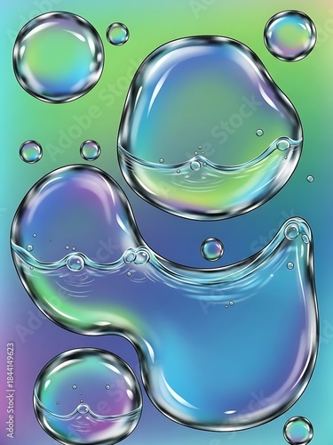 Wallpaper Mural Iridescent water spheres against softly graded pastel colored backdrop Torontodigital.ca