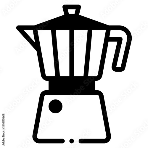 Simple vector illustration of a coffee pot with a handle and spout.