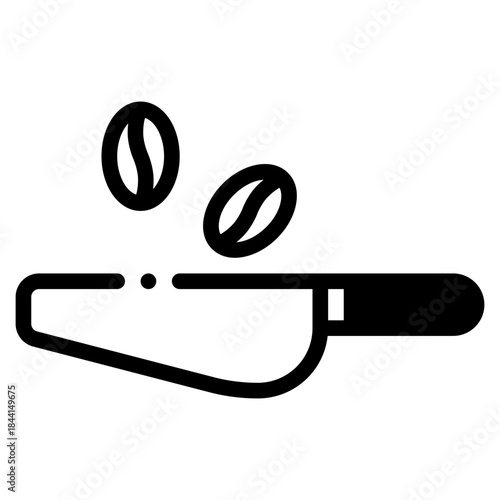 Simple vector icon of a coffee spoon, elongated handle and oval bowl.