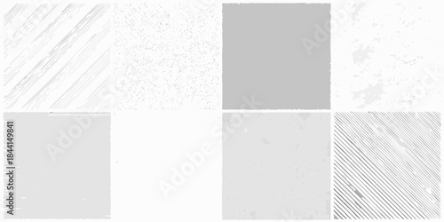 Abstract arrangement of six textured square panels in varying shades of gray