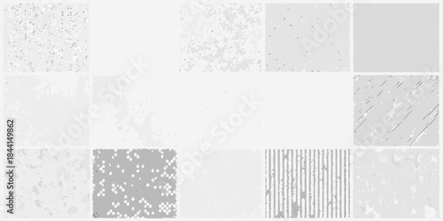 Abstract gray tile patterns arranged in a grid formation displaying various textures