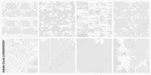 Abstract grayscale patterns and textures arranged in a grid formation