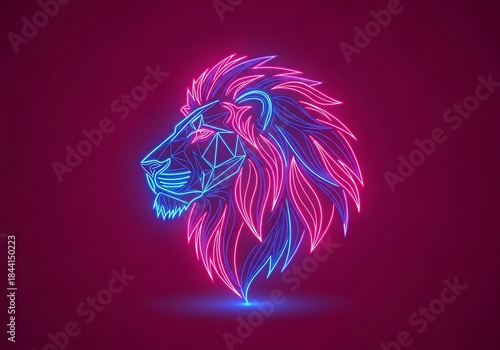 Wallpaper Mural Neon illuminated lion profile illustration on dark background Torontodigital.ca