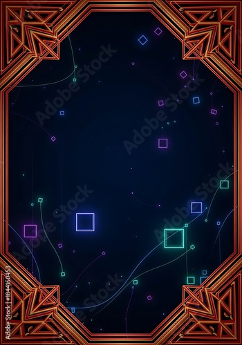 Wallpaper Mural Ornamental frame with abstract geometric shapes and dark glowing space Torontodigital.ca