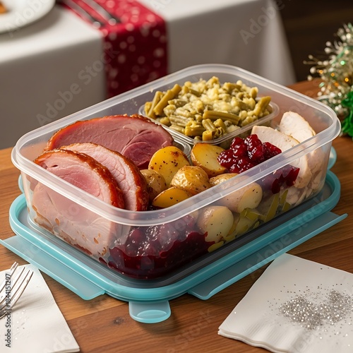 Wallpaper Mural Pre-Prepared Thanksgiving Meal in a Divided Storage Container for Leftovers Torontodigital.ca