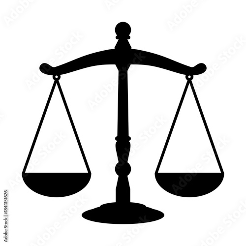 Black scale icon sign isolated on white background. Scales of Justice. Editable vector illustration EPS 10