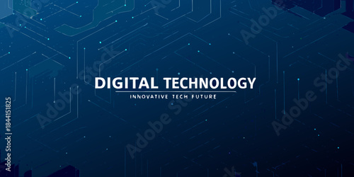 Abstract digital technology background with interconnected lines and a deep blue color scheme