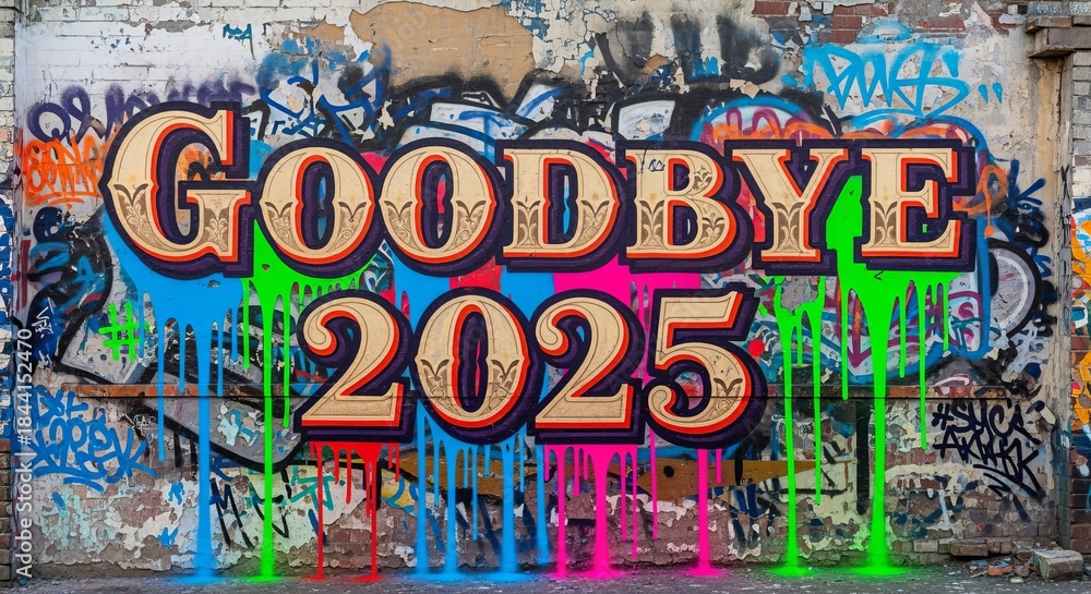 Fototapeta premium Goodbye 2025 Graffiti Street Art