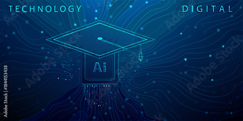 Artificial intelligence and education a digital graduation cap concept