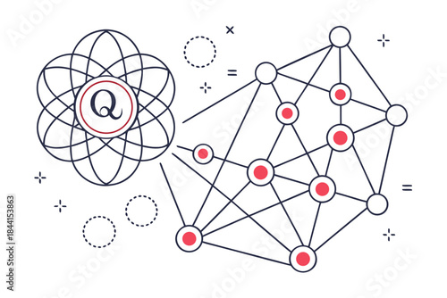 Abstract Quantum Computing Concept Illustration  C Vector Icon
