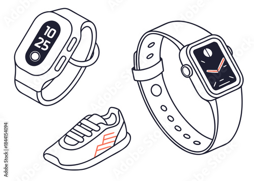 Smart Wearable Technology Illustration  Minimal Ve Vector Icon