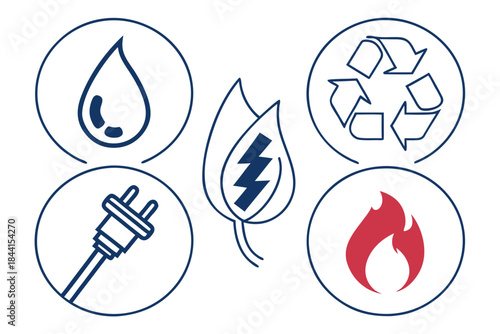 Utility Services Abstract Icons  Minimal Style  Wh (1) Vector Icon